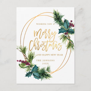 Carte Postale Elégant Gold Pine Cone voeux de Noël