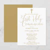 Élégant Gold Script Première Sainte Communion