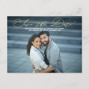 Carte Postale Elégant Gold Script superposition photo Enregistre
