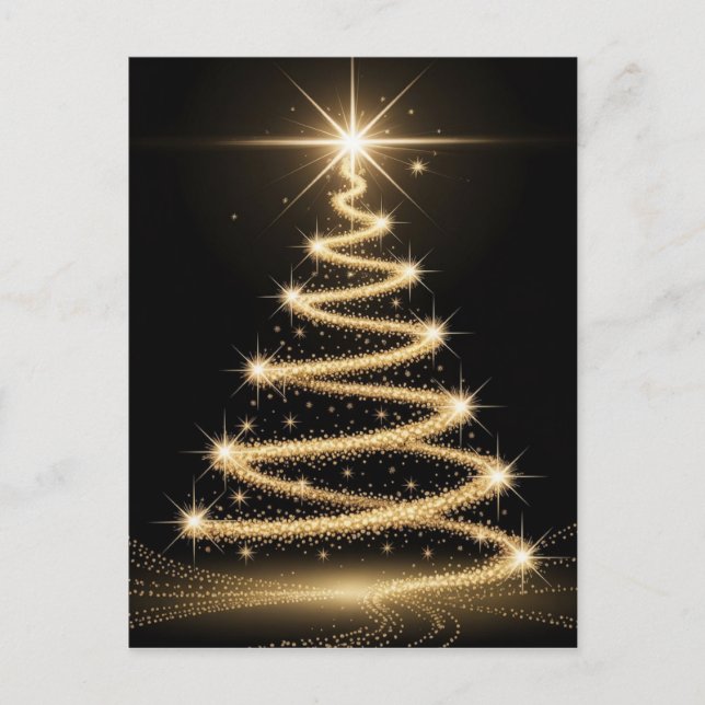 Carte Postale Elegant Golden Sparkle Christmas Tree (Devant)