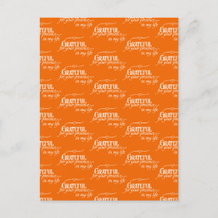 Carte Postale Elégant Grateful Thanksgiving Orange d'automne