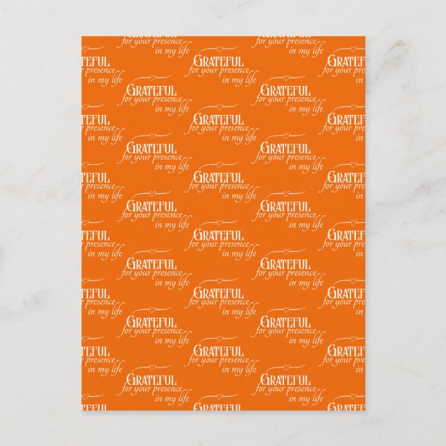 Carte Postale Elégant Grateful Thanksgiving Orange d'automne (Devant)