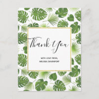 Élégant Green Tropical Feuille Motif Merci
