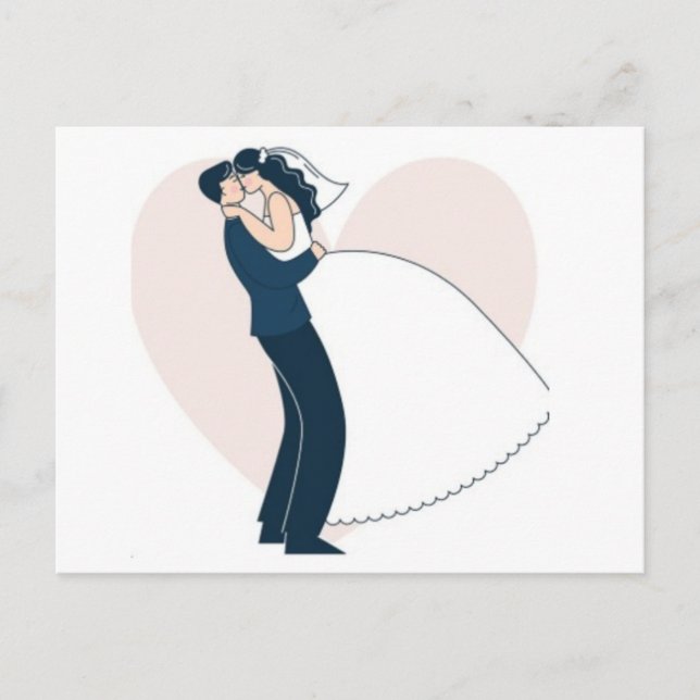 Carte Postale Elegant Hand-Drawn Couple Engagement  (Devant)