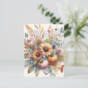 Carte Postale Élégant Happy Fall Citrouille Flower Bouquet Motif