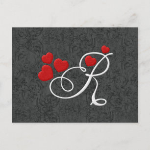 Carte Postale Elegant hearts letter R