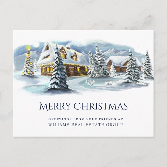 Carte Postale Élégant hiver Terre Noël Accueil corporatif (Devant)