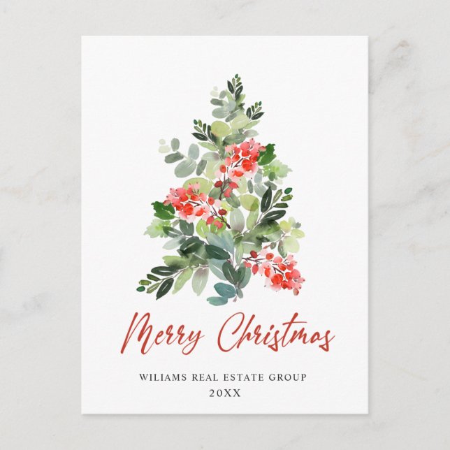 Carte Postale Élégant Holly Tree Noël Accueil d'entreprise (Devant)