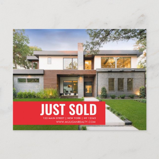 Carte Postale Élégant immobilier personnalisable - JUSTE VENDU (Devant)