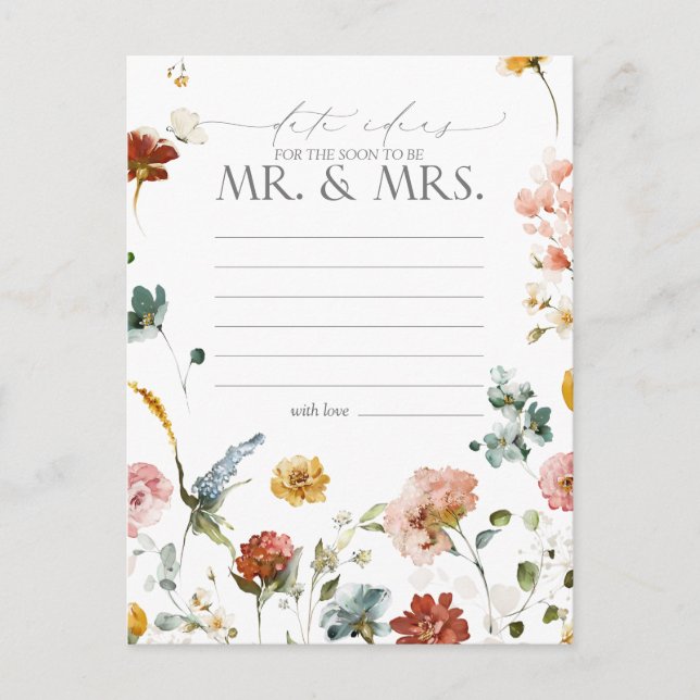 Carte Postale Elégant Jardin Fleurs Aquarelle Idées Date (Devant)