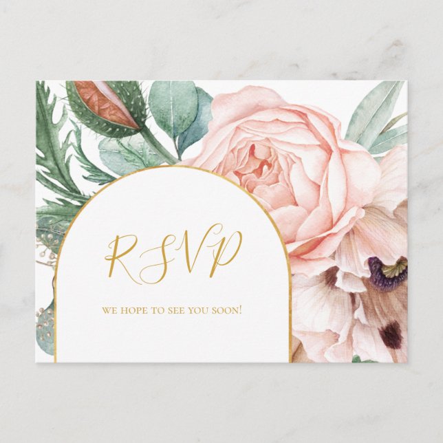 Carte Postale Elégant Jardin Floral Blush | Demande de chanson R (Devant)