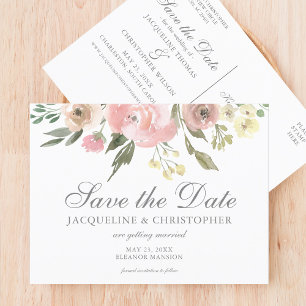 Carte Postale Élégant Jardin floral rose rose vif Enregistrer la