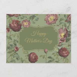 Carte Postale Elégant Jardin Vintage Roses Bonne fête des mères