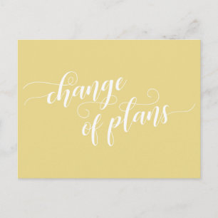Carte Postale Élégant Jaune Changement de plans Reporté Mariage