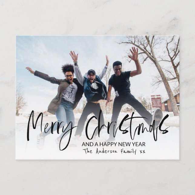 Carte Postale Élégant Joyeux Noël Calligraphie (Devant)