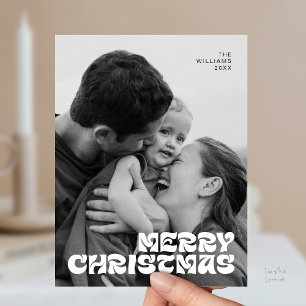 Carte Postale Élégant, Joyeux Noël Famille Photo Chic