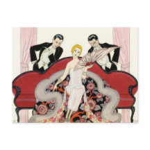 Elegant Lady à Paris Art Deco Postcard