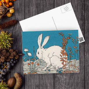 Carte Postale Elégant lapin blanc Vintage