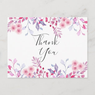 Carte Postale Élégant Lavande Bouquet Script Merci d'affaires