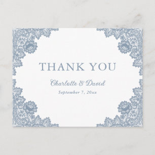 Carte Postale Élégant Lavande Floral Mariage de dentelle Merci