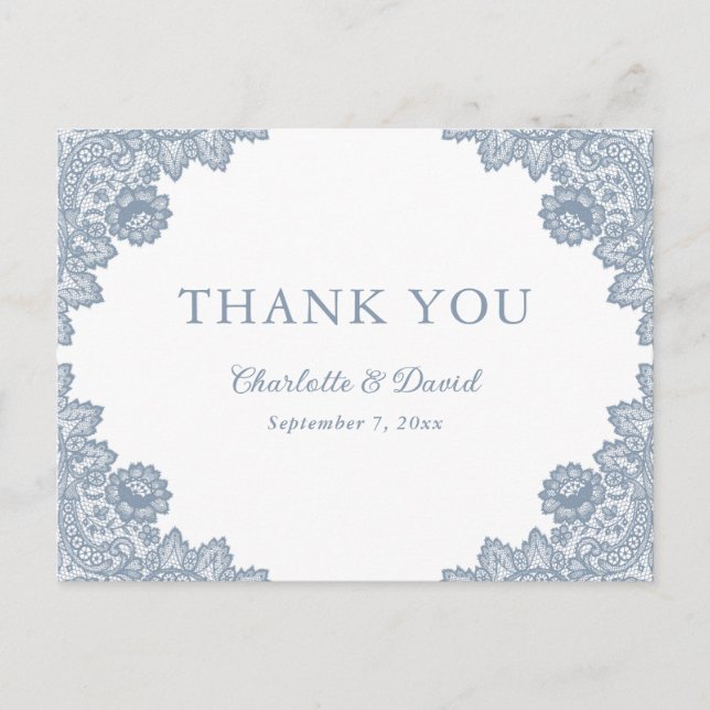 Carte Postale Élégant Lavande Floral Mariage de dentelle Merci (Devant)