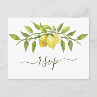Carte Postale Elégant Lemons Aquarelle Verdure Mariage RSVP