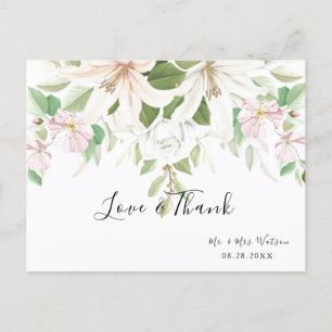 Carte Postale Élégant Lili Rose   Rose ivoire Merci floral