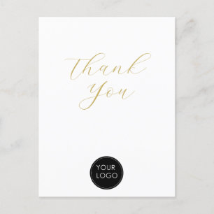 Carte Postale Élégant Logo de Société Script Merci Blanc