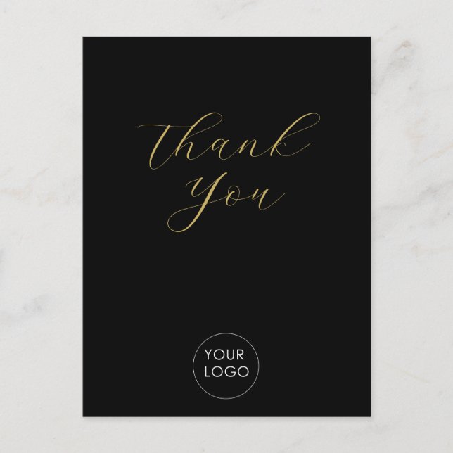 Carte Postale Élégant logo d'entreprise Merci noir (Devant)