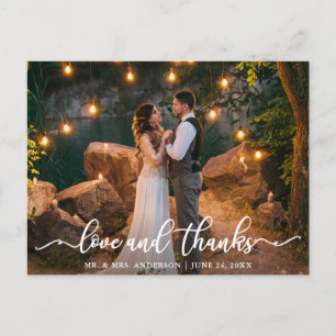 Carte Postale Elegant Love and Thanks Script Mariage Photo