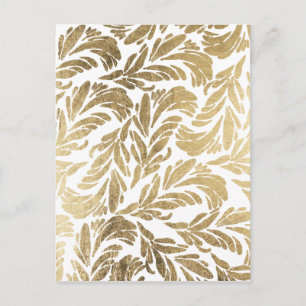 Carte Postale Elégant luxe personnalisé faux or feuille floral d