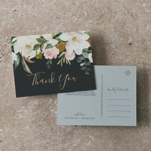 Carte Postale Elegant Magnolia Black & White Thank You Postcard
