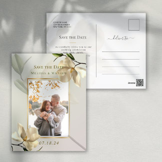 Carte Postale Elégant Magnolia Oriental Mariage Enregistrer la d