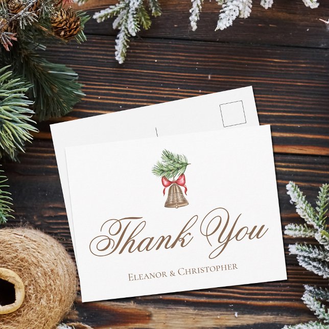 Carte Postale Élégant Mariage Bague de Noël Remerciements Person (Créateur téléchargé)