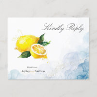 Élégant Mariage citron jaune et bleu aquarelle