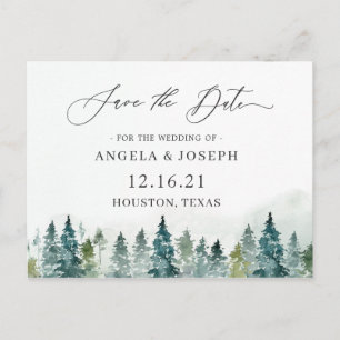 Carte Postale Élégant mariage de forêt d'hiver Enregistrer la da