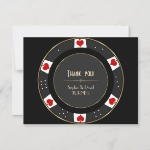 Carte Postale Elégant Mariage de jeton Gold Poker Merci