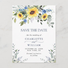 Carte Postale Elégant mariage de tournesol Eucalyptus Enregistre