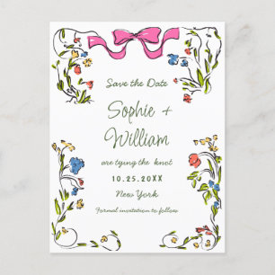 Carte Postale Elégant mariage des Fleurs sauvages de prairie Enr