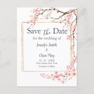 Carte Postale Élégant mariage en fleur de cerise Enregistrer la