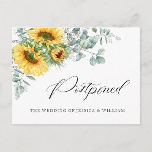 Carte Postale Elégant Mariage Eucalyptus tournesol reporté