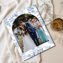 Carte Postale Élégant Mariage Floral bleu français