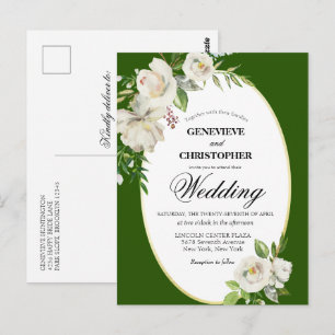 Carte Postale Élégant Mariage floral Emerald Green Boho