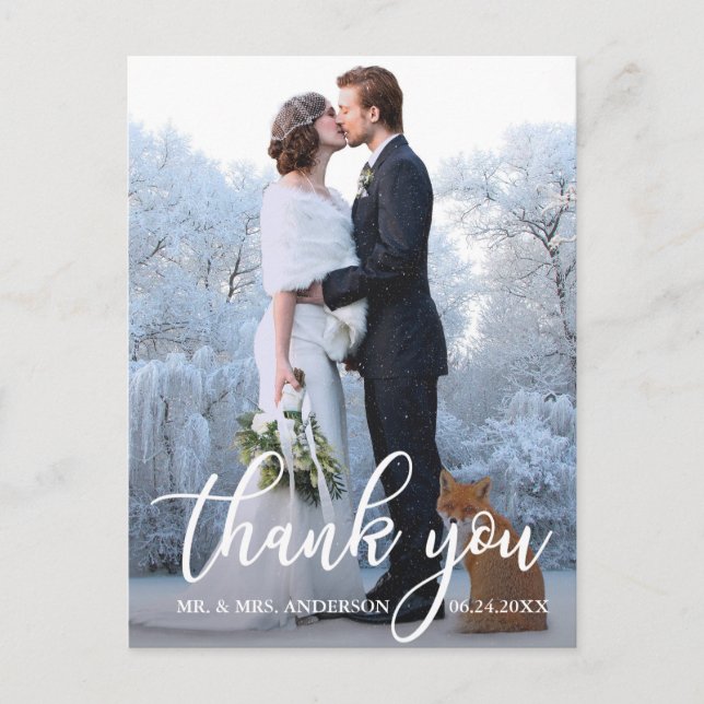 Carte Postale Élégant mariage Merci mariée Groom Photo (Devant)