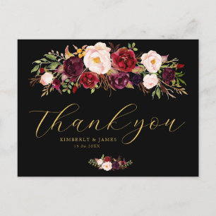 Carte Postale Élégant mariage noir, bordeaux et roux
