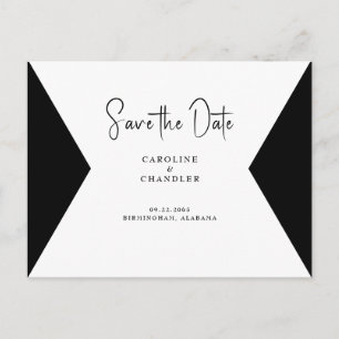 Carte Postale Élégant mariage photo B/W Enregistrer la date Cart