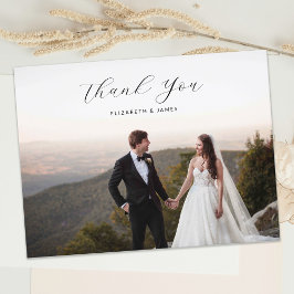 Carte Postale Élégant Mariage photo de script élégant Merci