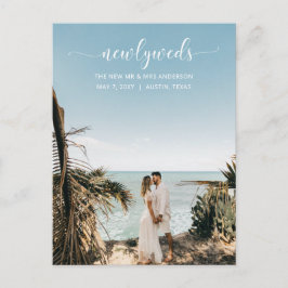 Carte Postale Élégant Mariage photo de script simple