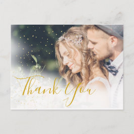 Carte Postale Elégant mariage photo Merci or Elégant