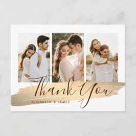 Carte Postale Elégant Mariage photo or Merci